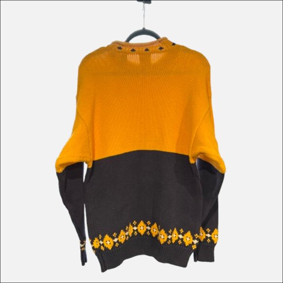 GAP Snowflake Yellow Navy Blue Sweater (US L) VTG - Picture 2 of 7